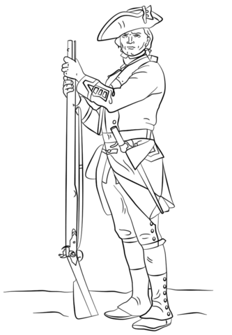 British Revolutionary War Soldier Coloring Page